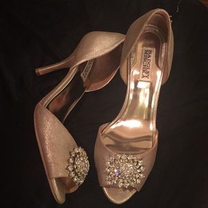 Badgley Mischka Rhinestone Peep Toe Pump  10M  NIB